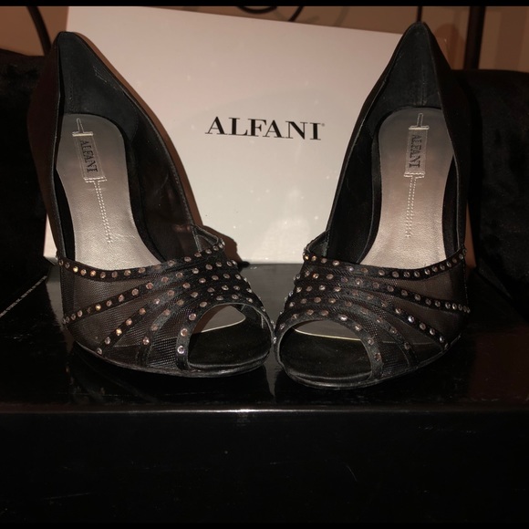Alfani Satin and Rhinestone Peeptoe Heels - Picture 3 of 7